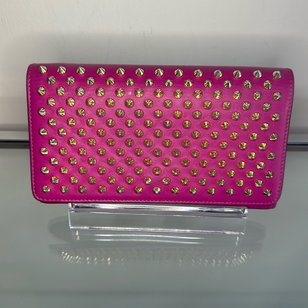 Christian Louboutin Fusha Wristlet/Clutch with Gold Spikes